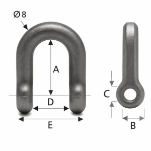 Grillo intercambiabile per trinciatrici compatibile con trincia Ferri. Realizzato in acciaio resistente e progettato per garantire durata e affidabilità sul campo. Dettagli tecnici: altezza 27 mm, foro Ø 8,5 mm. Dimensioni specifiche nella foto A=27 B=Ø17.5 C=8,5 D=22 E40